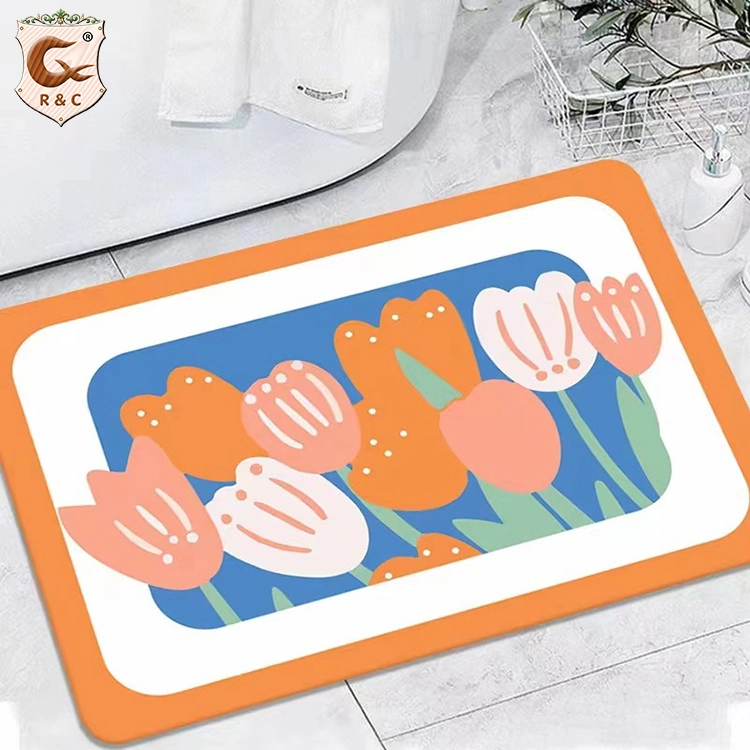 Wholesale Printed Door Mat Polyester Fiber Material Waterproof Bathroom Mat